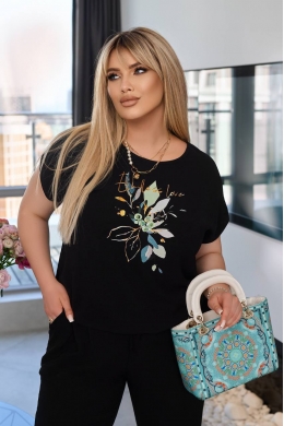 Жіночий костюм двійка з блузкою колір чорний