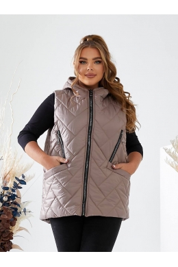 Жіноча жилетка з капюшоном колір мокко