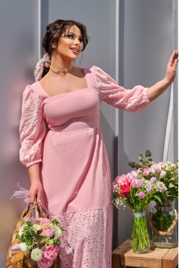 Жіноче комбіноване плаття максі колір персик