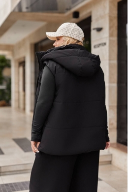 Жіноча жилетка з капюшоном колір чорний