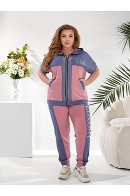 Жіночий прогулянковий легкий костюм сіро-рожевого кольору