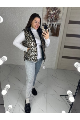 Жіноча двостороння леопардова жилетка колір чорний