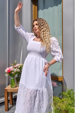 Жіноче комбіноване плаття максі колір білий