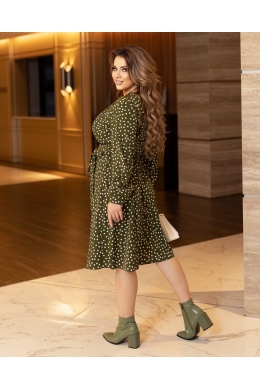 Жіноча сукня на запах горошок колір хакі