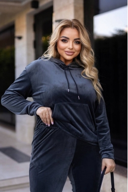 Жіночий костюм з велюру колір графіт