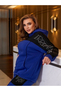 Жіночий теплий спортивний костюм двійка колір електрик-чорний