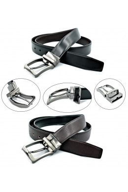 Ремінь чоловічий двосторонній Чорний коричневий