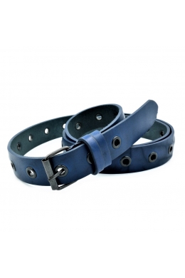 Жіночий шкіряний ремінь темно-синій