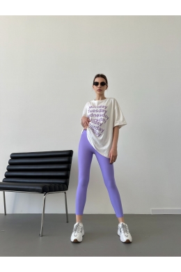 Жіночий костюм двійка з лосинами колір лавандовий