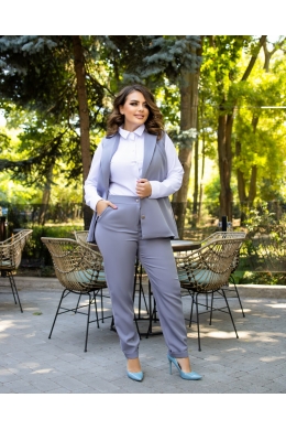 Жіночий костюм двійка брюки з жилетом сірого кольору