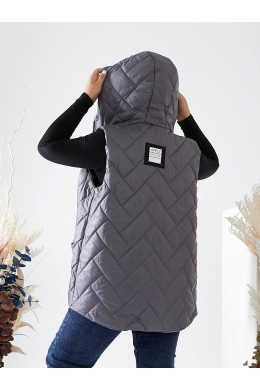 Жіноча жилетка з капюшоном колір графіт