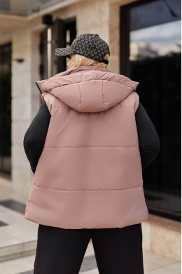 Жіноча жилетка з капюшоном колір шоколадний