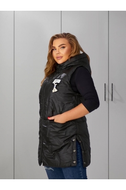 Жіноча жилетка з капюшоном колір чорний