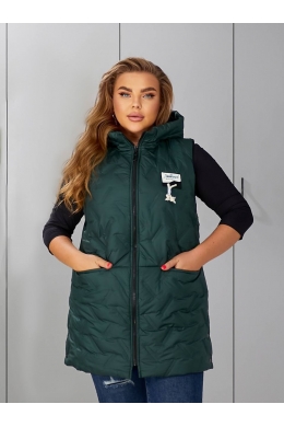 Жіноча жилетка з капюшоном колір смарагдовий