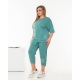 Жіночий костюм із двонитки футболка та бриджі мятного кольору