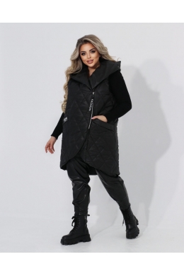 Жіночий жилет прямого крою з кишенями чорного кольору