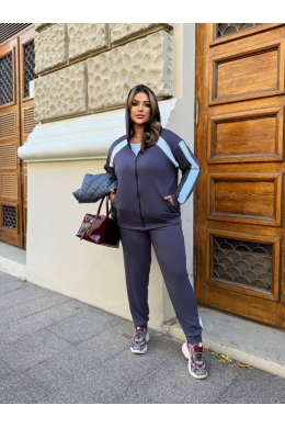Жіночий демісезонний костюм трійка кольору графіт