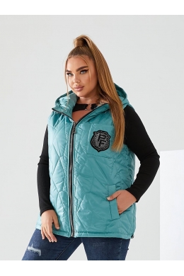 Жіноча жилетка з капюшоном колір мята