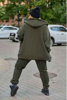 Жіночий теплий спортивний костюм колір хакі