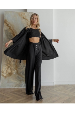 Жіночі піжамні штани в рубчик колір чорний