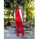 Жіночий костюм двійка брюки з жилетом червоного кольору
