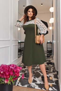 Жіноча комбінована сукня колір хакі