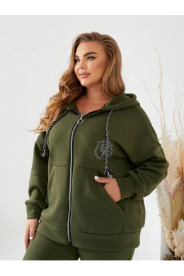 Теплий жіночий костюм на флісі колір хакі