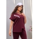 Жіночий костюм бриджі та футболка колір марсала