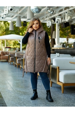 Подовжена жіноча демісезонна жилетка колір мокко