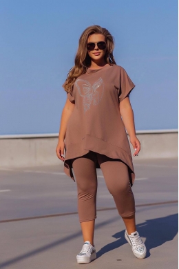Жіночий костюм лосини та туніка колір капучіно