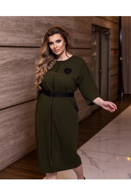 Жіноча сукня на блискавці та під пояс  колір хакі