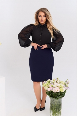 Жіноча блуза з рукавами із легкого шифону чорного кольору