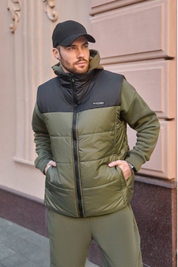 Чоловічий спортивний костюм трійка колір хакі-чорний