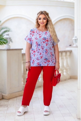 Жіночий костюм двійка із софту колір червоний