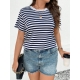 Жіноча футболка колір темно-синя смужка