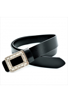 Шкіряний жіночий ремінь чорний