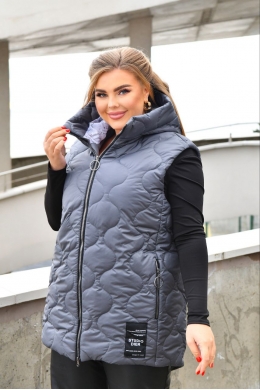 Жіноча жилетка з капюшоном колір графіт