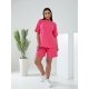 Жіночий костюм двійка з шортами колір малиновий
