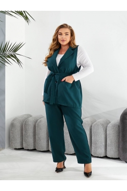 Жіночий костюм двійка жилет і штани колір смарагд