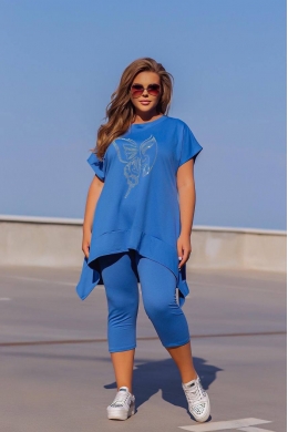 Жіночий костюм лосини та туніка колір джинс