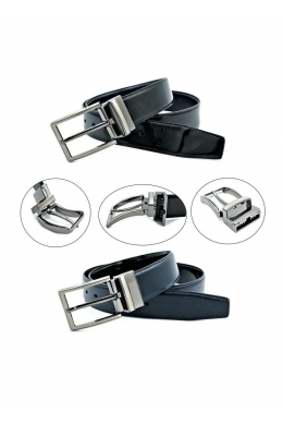 Ремінь чоловічий двосторонній синій Чорний