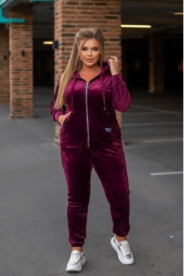 Жіночий спортивний костюм із велюру кольору бордо