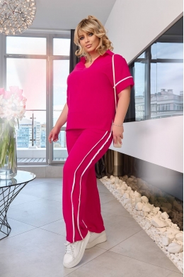 Жіночий костюм двійка з блузкою колір малиновий