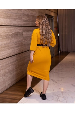 Жіноче плаття на блискавці та під пояс  гірчичного кольору