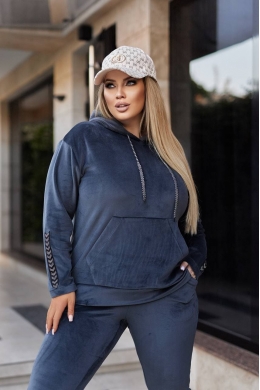 Жіночий велюровий костюм колір графіт