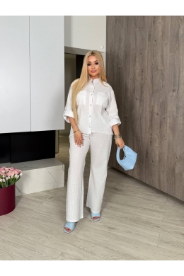 Жіночий костюм двійка з льону білого кольору