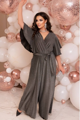 Жіночий вечірній комбінезон кольору графіт