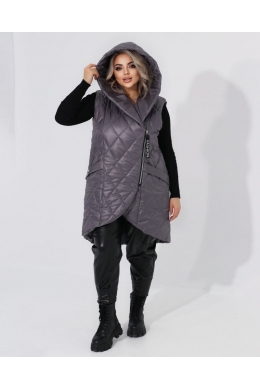 Жіночий жилет прямого крою з кишенями графітового кольору