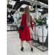 Жіноча сукня з вельвету з поясом колір червоний