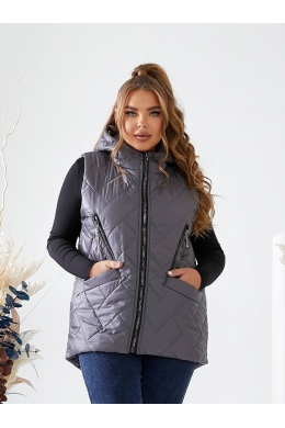 Жіноча жилетка з капюшоном колір графіт